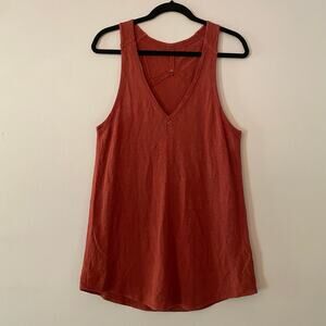 Eileen Fisher Burnt Red 100% Linen Tank Sleeveless Top Minimalist Women size XS